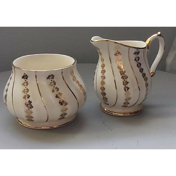 Vintage Sadler England Gold trim Sugar & Cream open sugar bowl, fine bone... - Picture 2 of 10